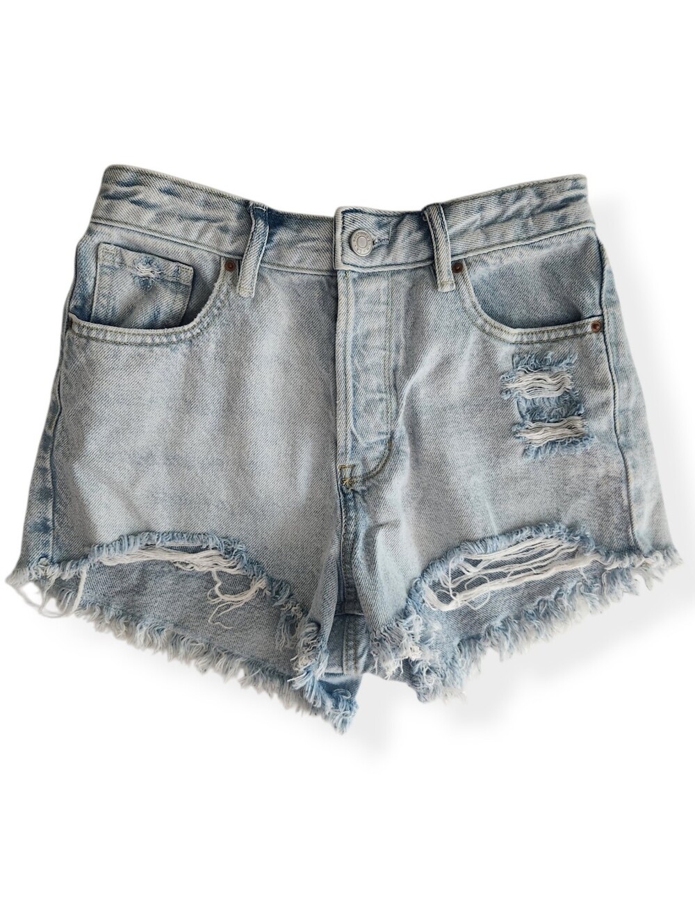 PacSun High Rise Festival Light Blue Denim Jean Shorts Size 26 Beach Summer